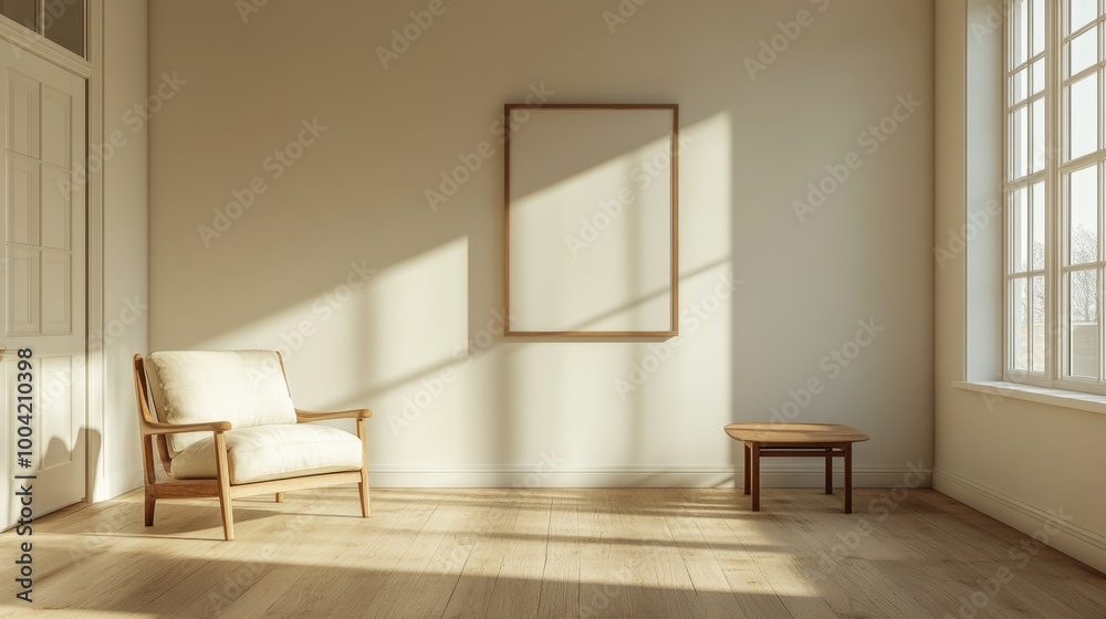 Fototapeta premium Minimalist Interior with Warm Sunlight