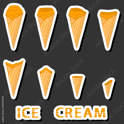 Big colorful set different forms natural dessert ice cream of consisting various ingredients