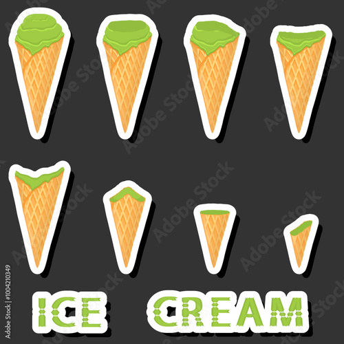 Big colorful set different forms natural dessert ice cream of consisting various ingredients
