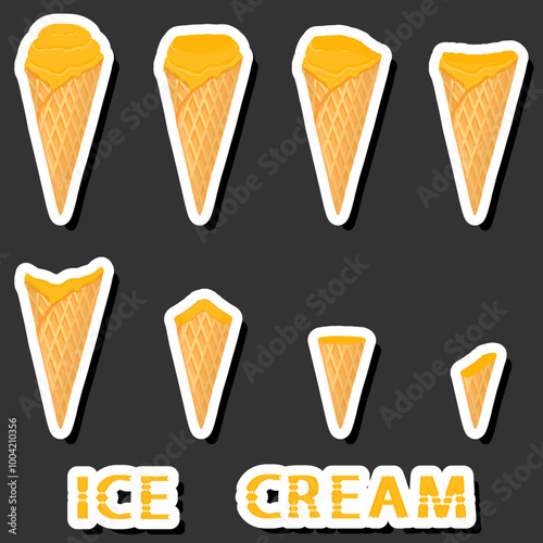 Big colorful set different forms natural dessert ice cream of consisting various ingredients