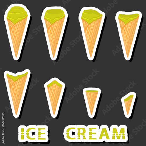 Big colorful set different forms natural dessert ice cream of consisting various ingredients