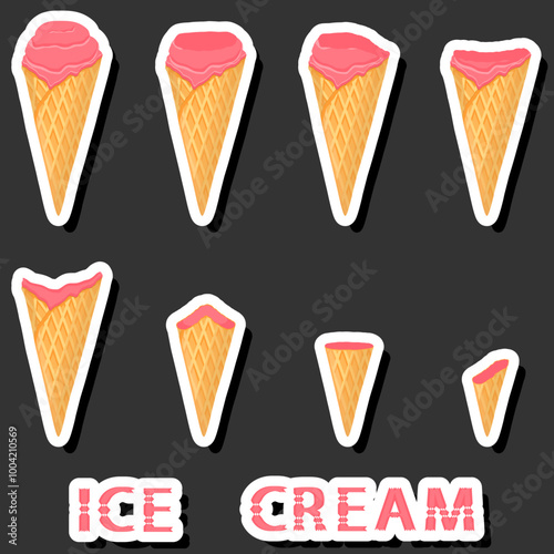 Big colorful set different forms natural dessert ice cream of consisting various ingredients