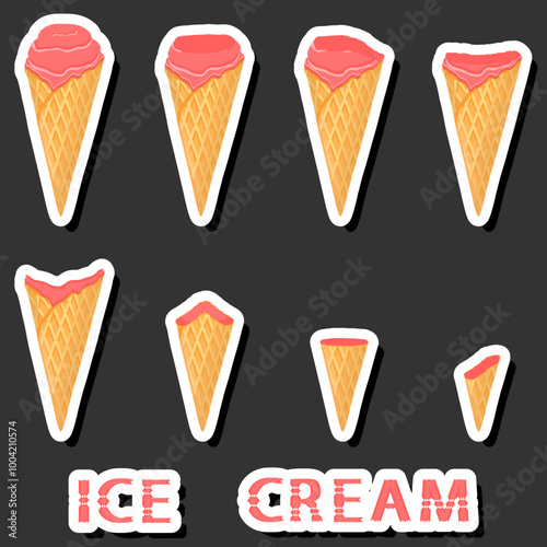 Big colorful set different forms natural dessert ice cream of consisting various ingredients
