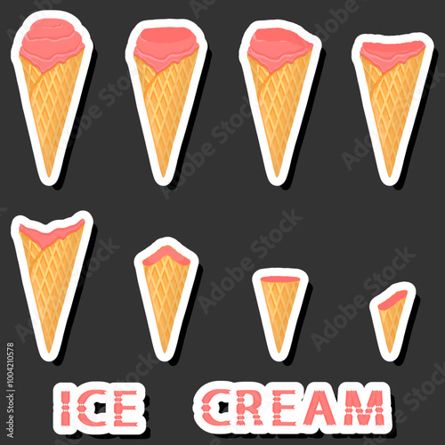 Big colorful set different forms natural dessert ice cream of consisting various ingredients