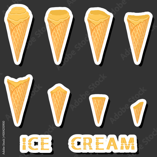 Big colorful set different forms natural dessert ice cream of consisting various ingredients