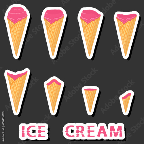 Big colorful set different forms natural dessert ice cream of consisting various ingredients