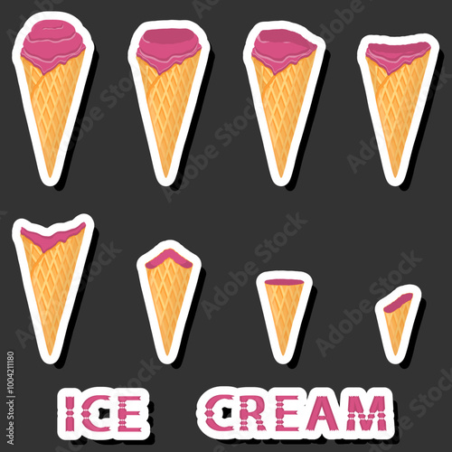 Big colorful set different forms natural dessert ice cream of consisting various ingredients