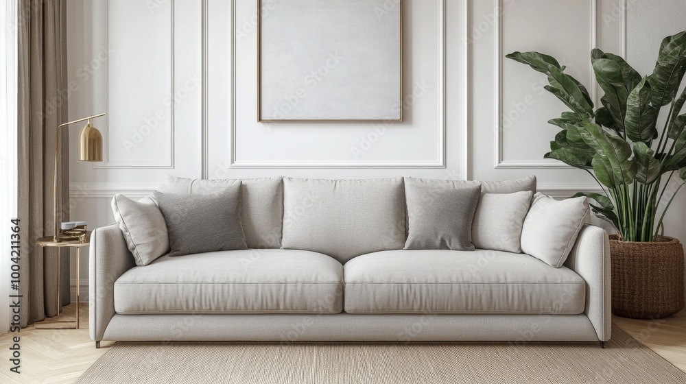 Fototapeta premium Elegant Living Room Interior with Comfortable Sofa