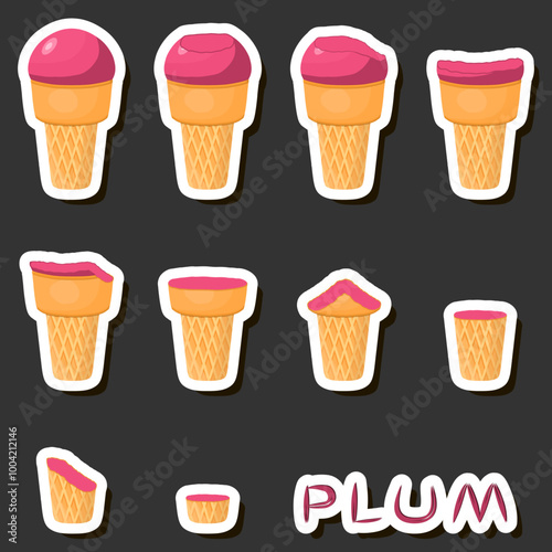 Big colorful set different forms natural dessert ice cream of consisting various ingredients