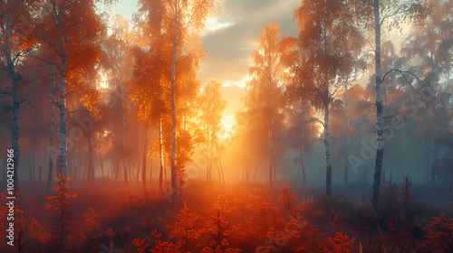 sunrise in the forest