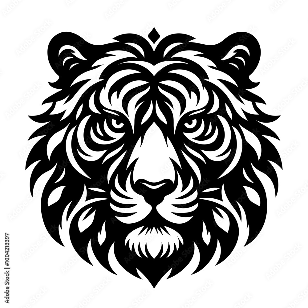 Tiger silhouette face. Head of a tiger vector illustration. Tiger silhouette face. Head of a tiger vector illustration.