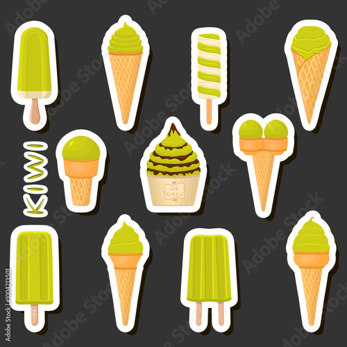 Big colorful set different types natural dessert ice cream of consisting various ingredients