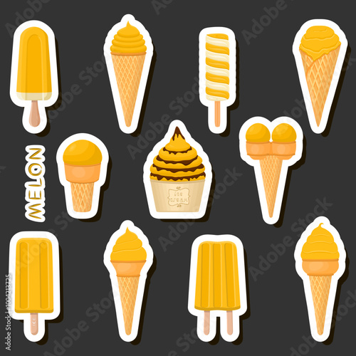Big colorful set different types natural dessert ice cream of consisting various ingredients