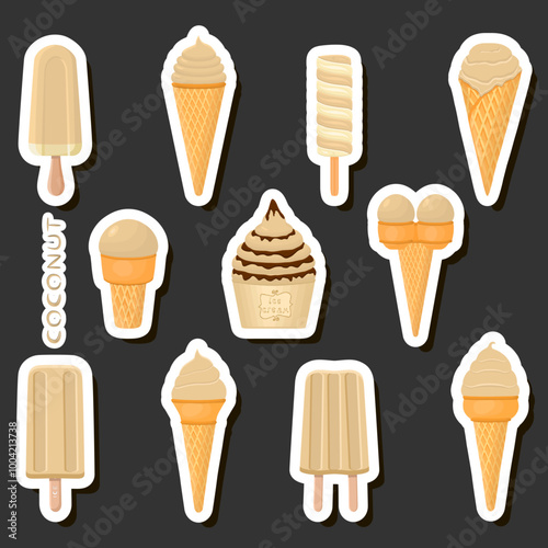 Big colorful set different types natural dessert ice cream of consisting various ingredients