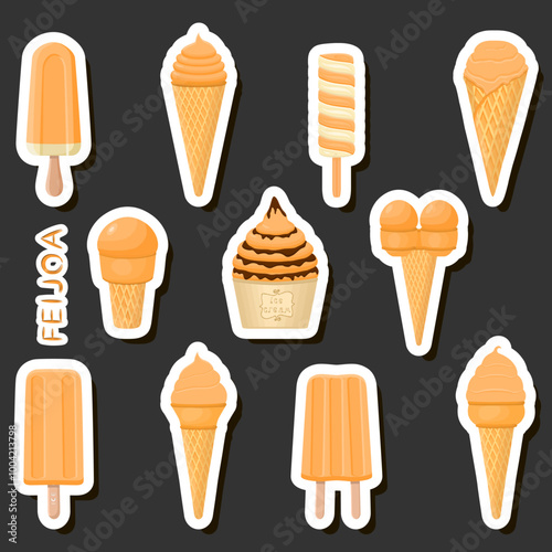 Big colorful set different types natural dessert ice cream of consisting various ingredients