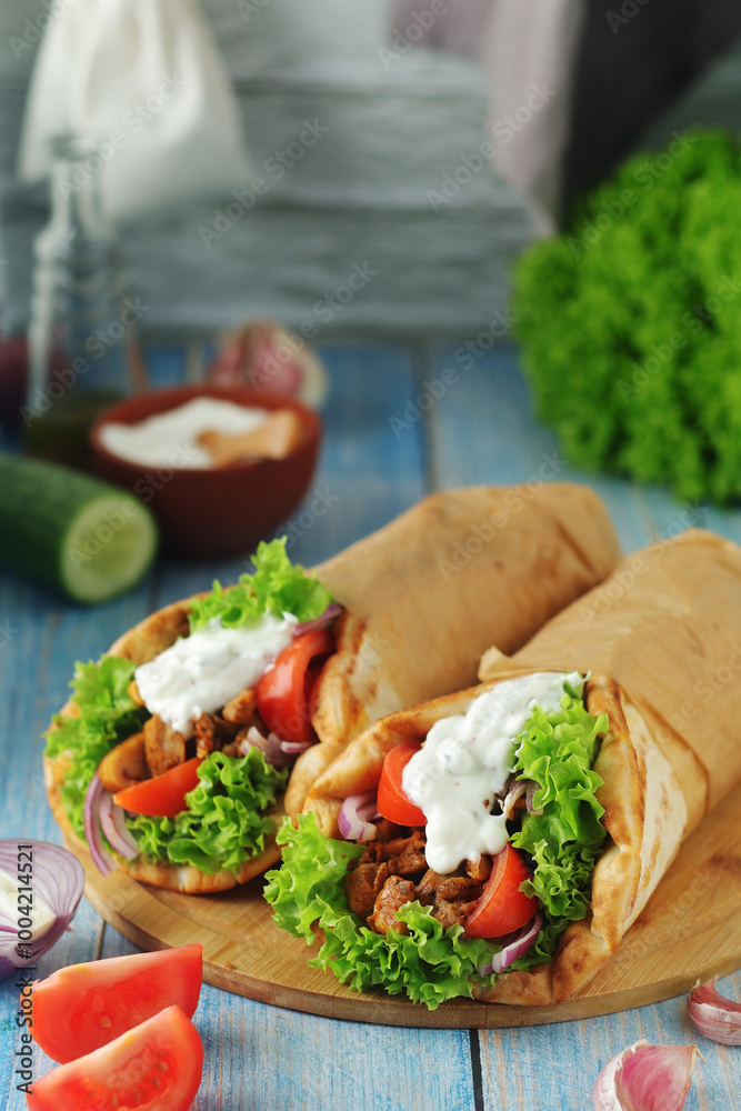 A traditional dish of Greece - gyros A traditional dish of Greece - gyros