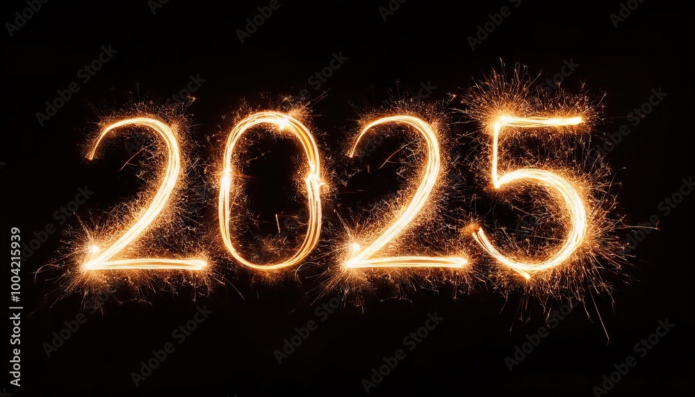 Sparkling Year 2025 painted with sparkles Sparkling Year 2025 painted with sparkles