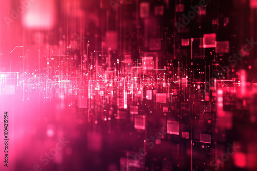 Wallpaper Mural Intricate digital patterns merge and swirl in vibrant pink hues, creating a mesmerizing visual experience of abstract technology. Generative AI Torontodigital.ca