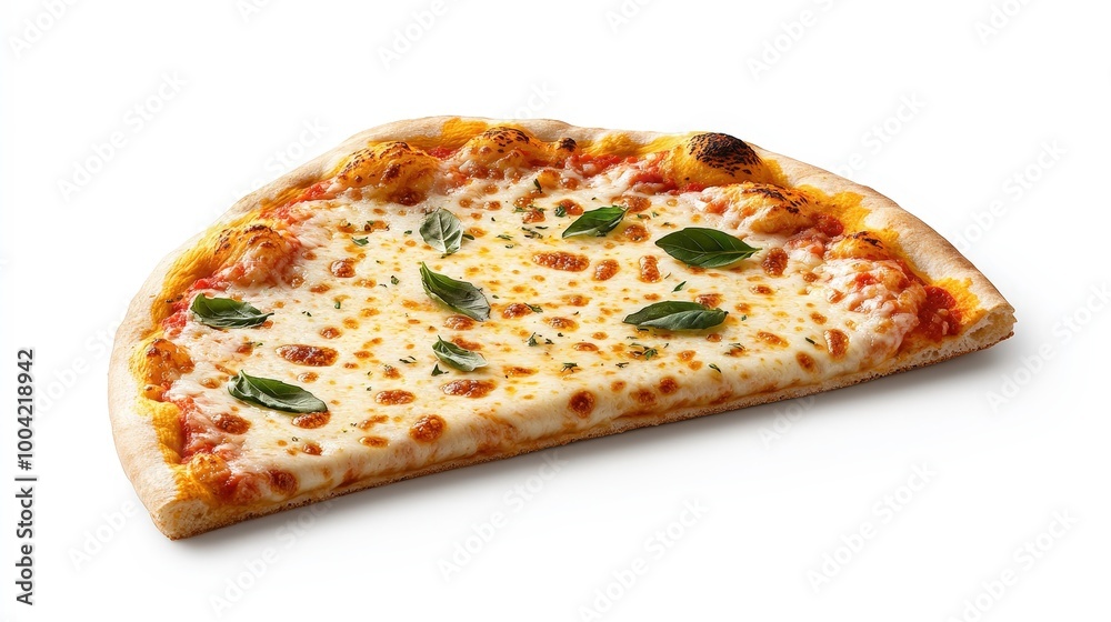 Delicious Slice of Margherita Pizza with Basil Garnish Delicious Slice of Margherita Pizza with Basil Garnish
