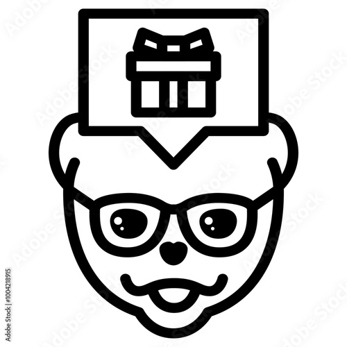 Pomeranian Dog Glasses Gift Simple Line Icon