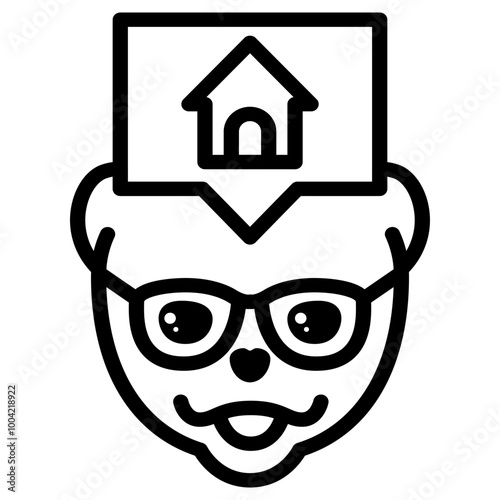 Pomeranian Dog Glasses Home Simple Line Icon