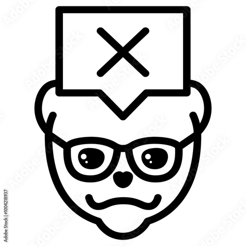 Pomeranian Dog Glasses X Simple Line Icon