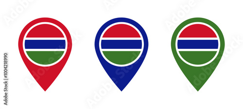 Gambia flag location icon set Free Download Gambia flag location icon set - GFXLoad