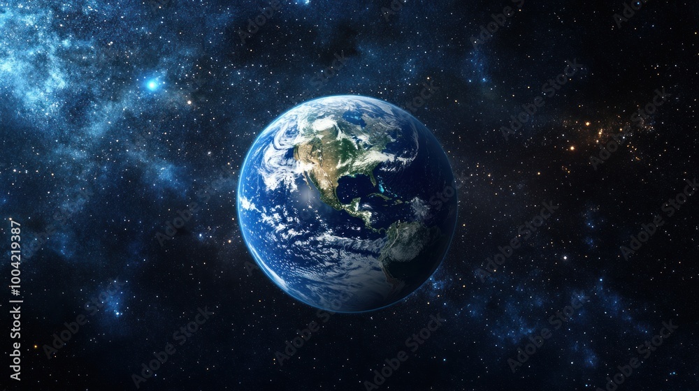 A stunning view of Earth from space, highlighting its vibrant blues and greens against a backdrop of stars. A stunning view of Earth from space, highlighting its vibrant blues and greens against a backdrop of stars.