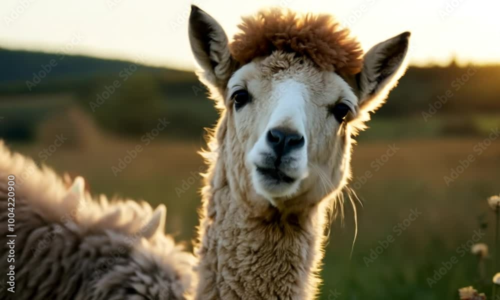 Calm Llama Resting in a Pasture