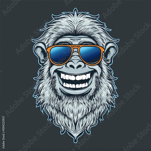 yeti head smiling with sunglasses vector photo