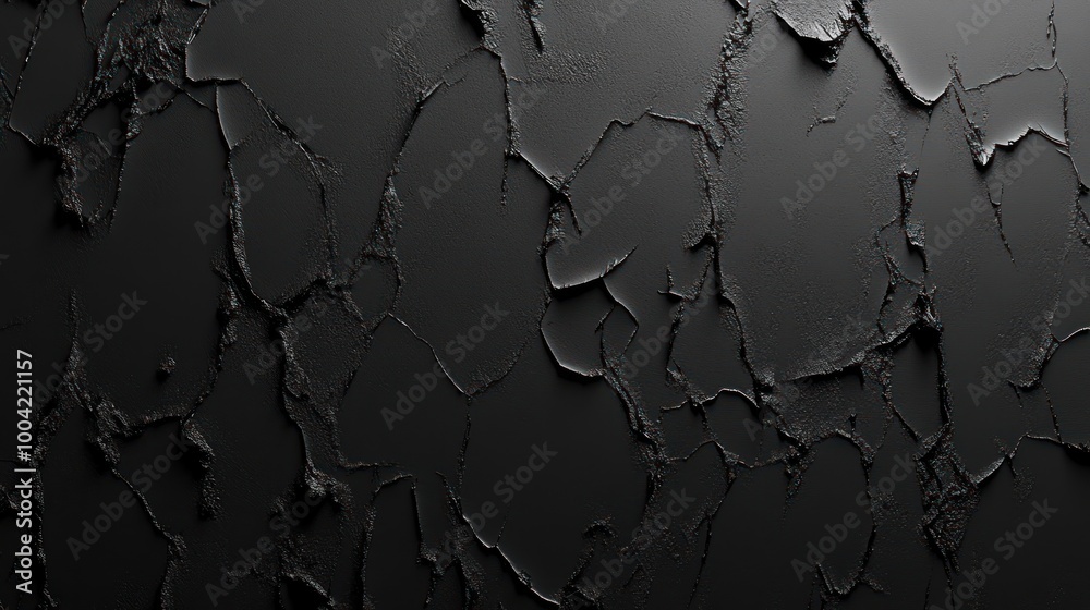 A textured black surface showcasing cracked paint details, creating a dramatic and artistic background. A textured black surface showcasing cracked paint details, creating a dramatic and artistic background.