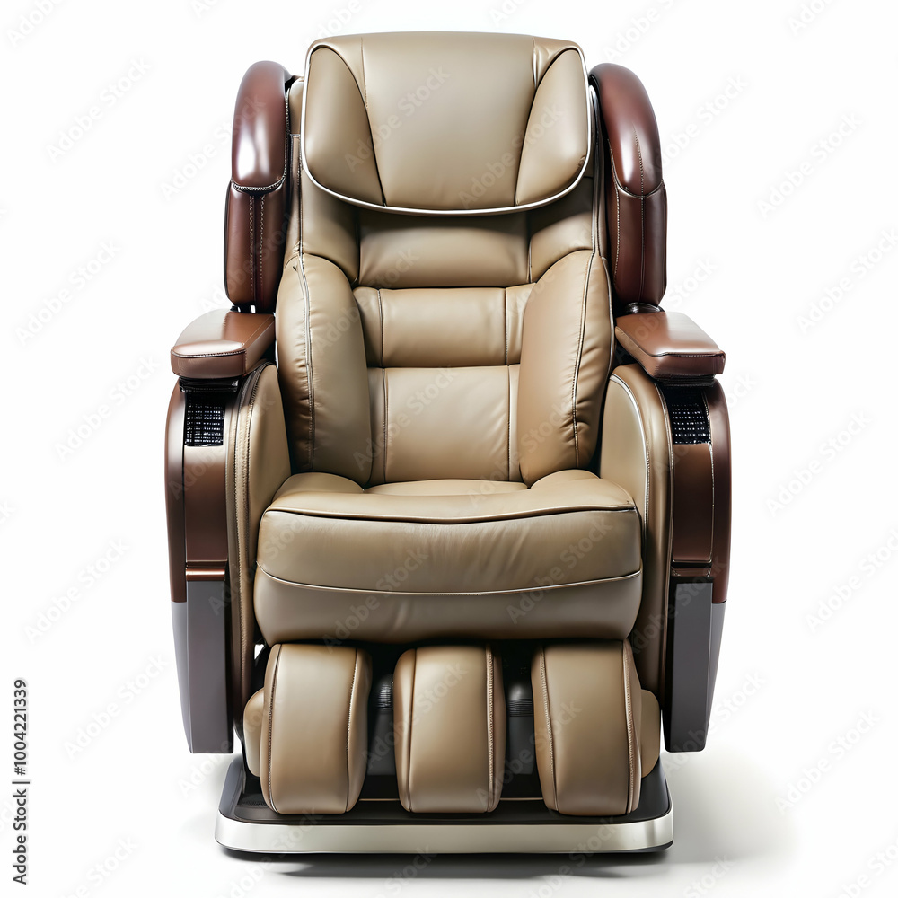Obraz premium Relax in Luxury with this Brown Leather Massage Chair on white background