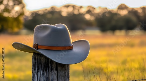 A close up of Akubra hat with a wide brim