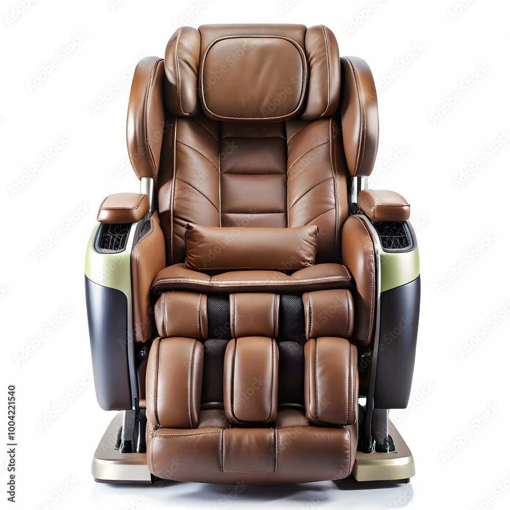 Obraz premium Relax in Luxury with this Brown Leather Massage Chair on white background