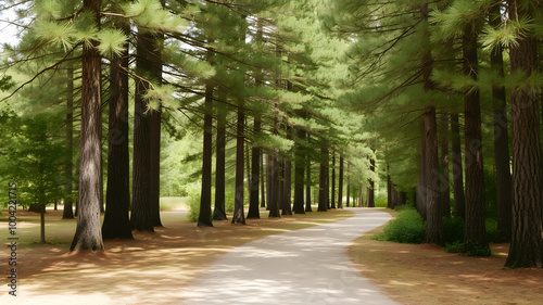 Serene Pathway Through Lush Green Forest