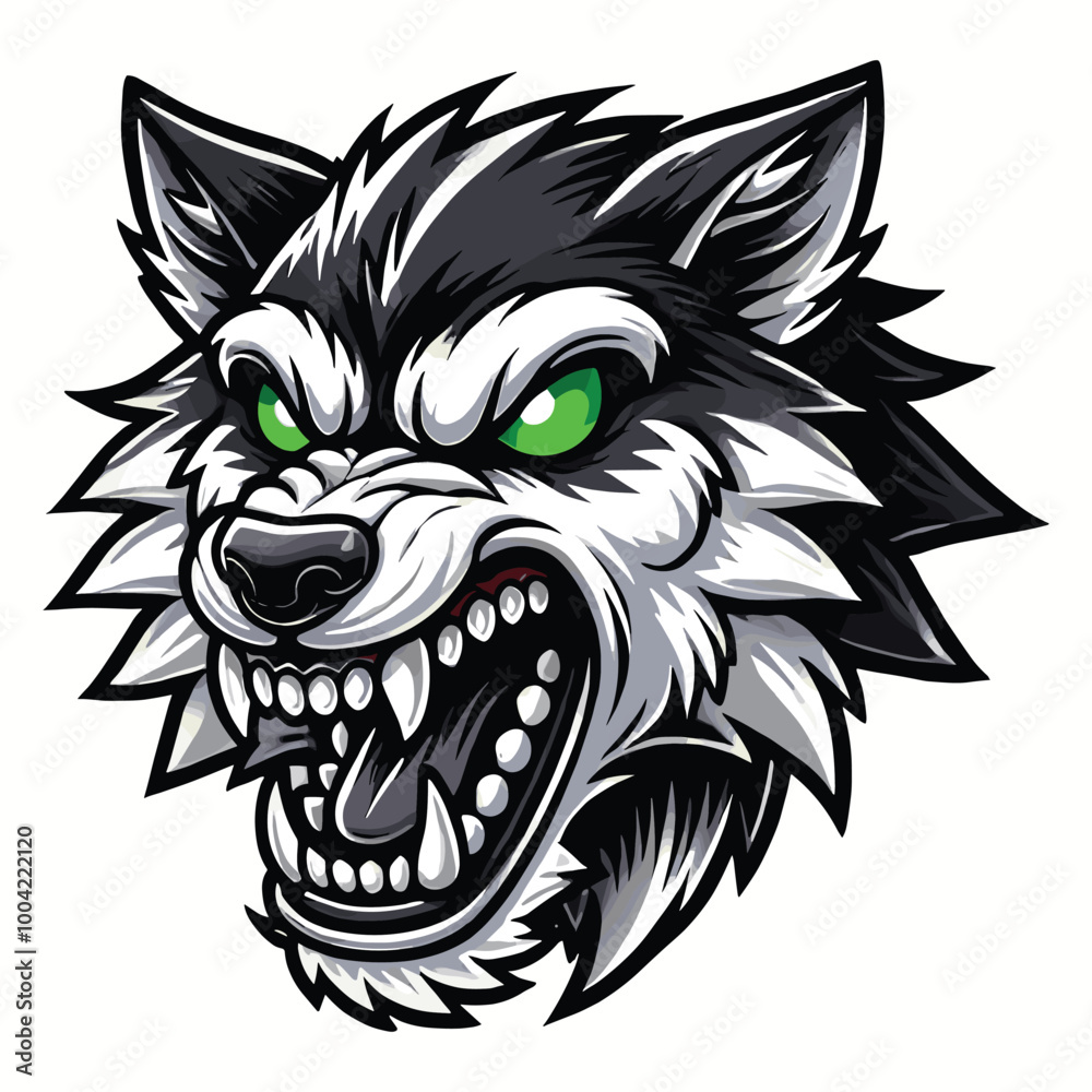 Fototapeta premium Angry Wolf Head Mascot Illustration