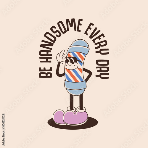 pole barber vector illustration in retro cartoon style