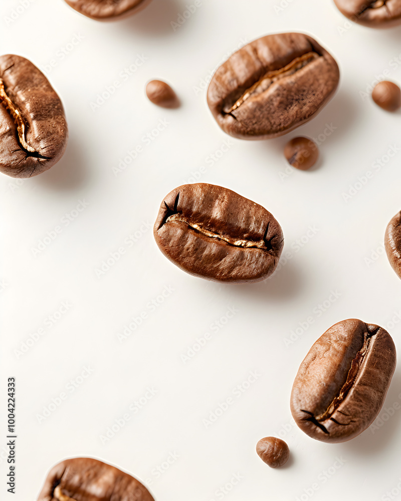 Coffee beans against a white background. Coffee beans against a white background.