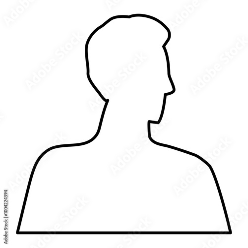 Man head line icon. Male profile picture illustration. Human linear avatar. Vector isolated on white.