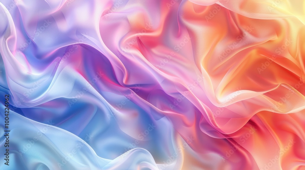 Colorful Waves of Soft Fabric Texture in Abstract Background