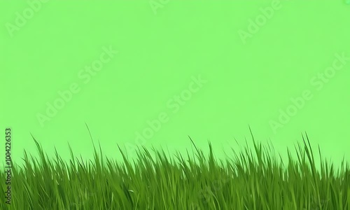 Soft grass waves across a vivid green background, green screen video creating a natural setting that invites endless creative exploration