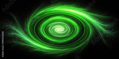 Grainy abstract green background with neon swirl