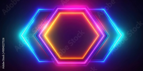 Vibrant Neon Hexagonal Abstract Background with Futuristic Glow for Creative Design Projects