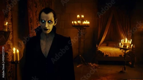 Sexy  vampire posing before his transformation