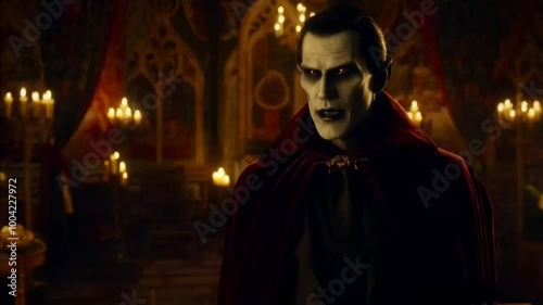 Sexy  vampire posing before his transformation