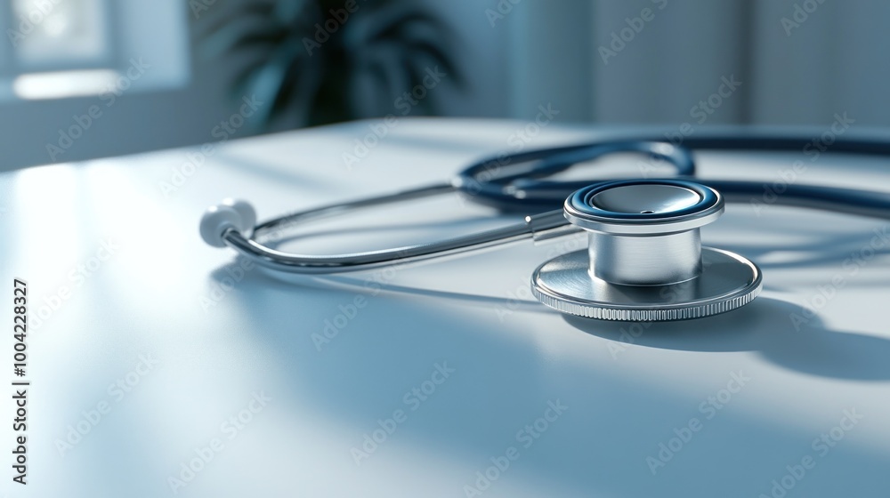 A close-up view of a stethoscope on a table, symbolizing healthcare and medical practice. A close-up view of a stethoscope on a table, symbolizing healthcare and medical practice.