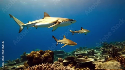 shark swimming under ocean 