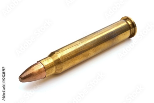 Bullet ammunition weapon white background.