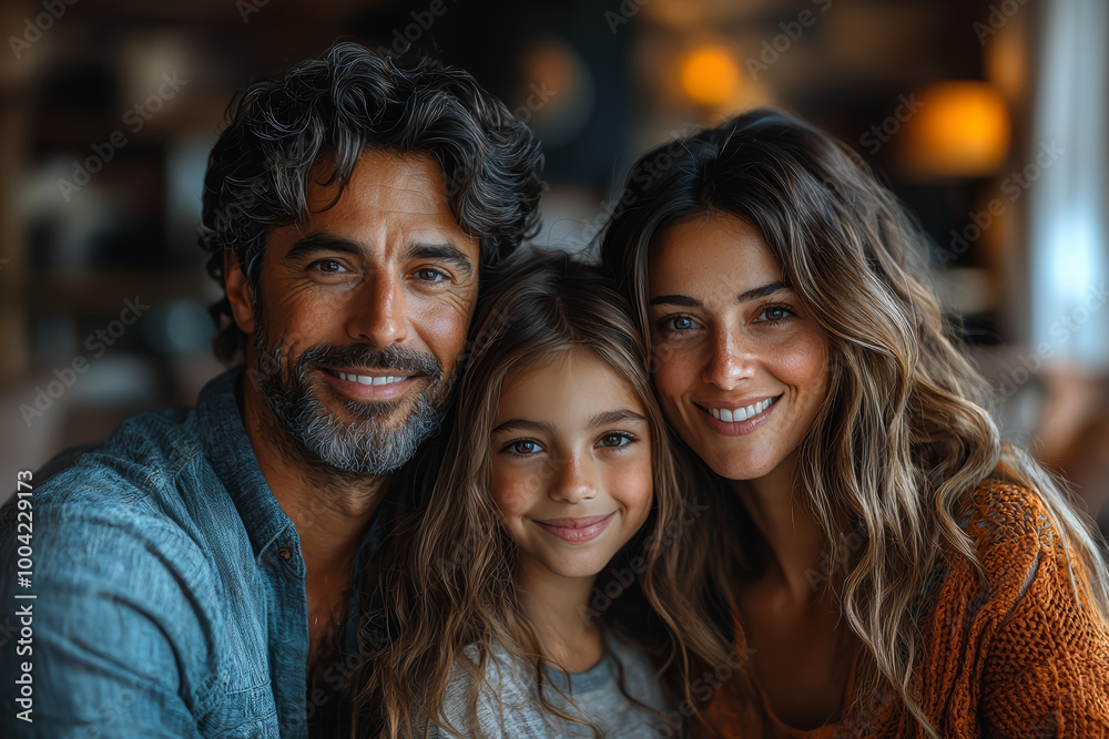 A family portrait on a wall with one family member missing from the photo, with a vacant space where they once were. A family portrait on a wall with one family member missing from the photo, with a vacant space where they once were.