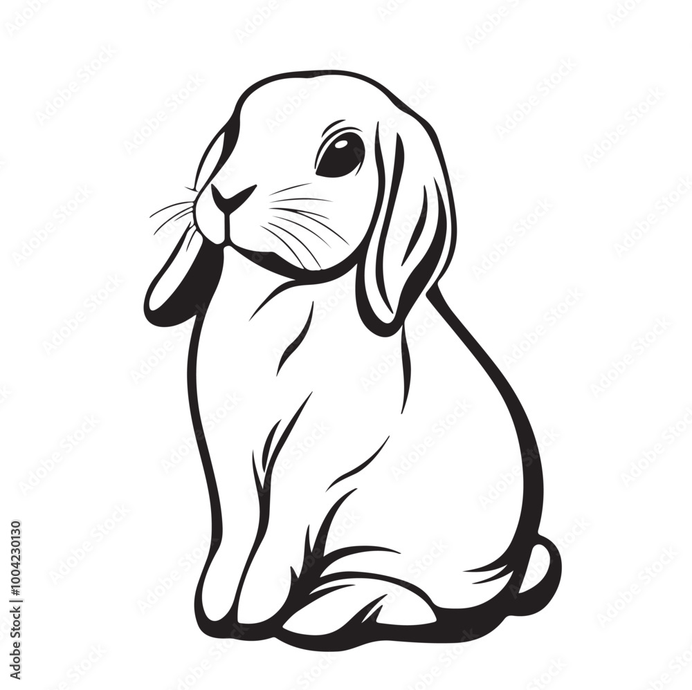 French Lop Rabbit Stock Vector Illustration isolated on white background. French Lop Rabbit Stock Vector Illustration isolated on white background.